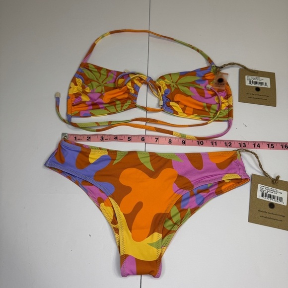 Aloe Aloe Swim Bikini Set Scrunch Top Hipster Bottom Shave ice Top S, Bottom XS - Picture 3 of 6